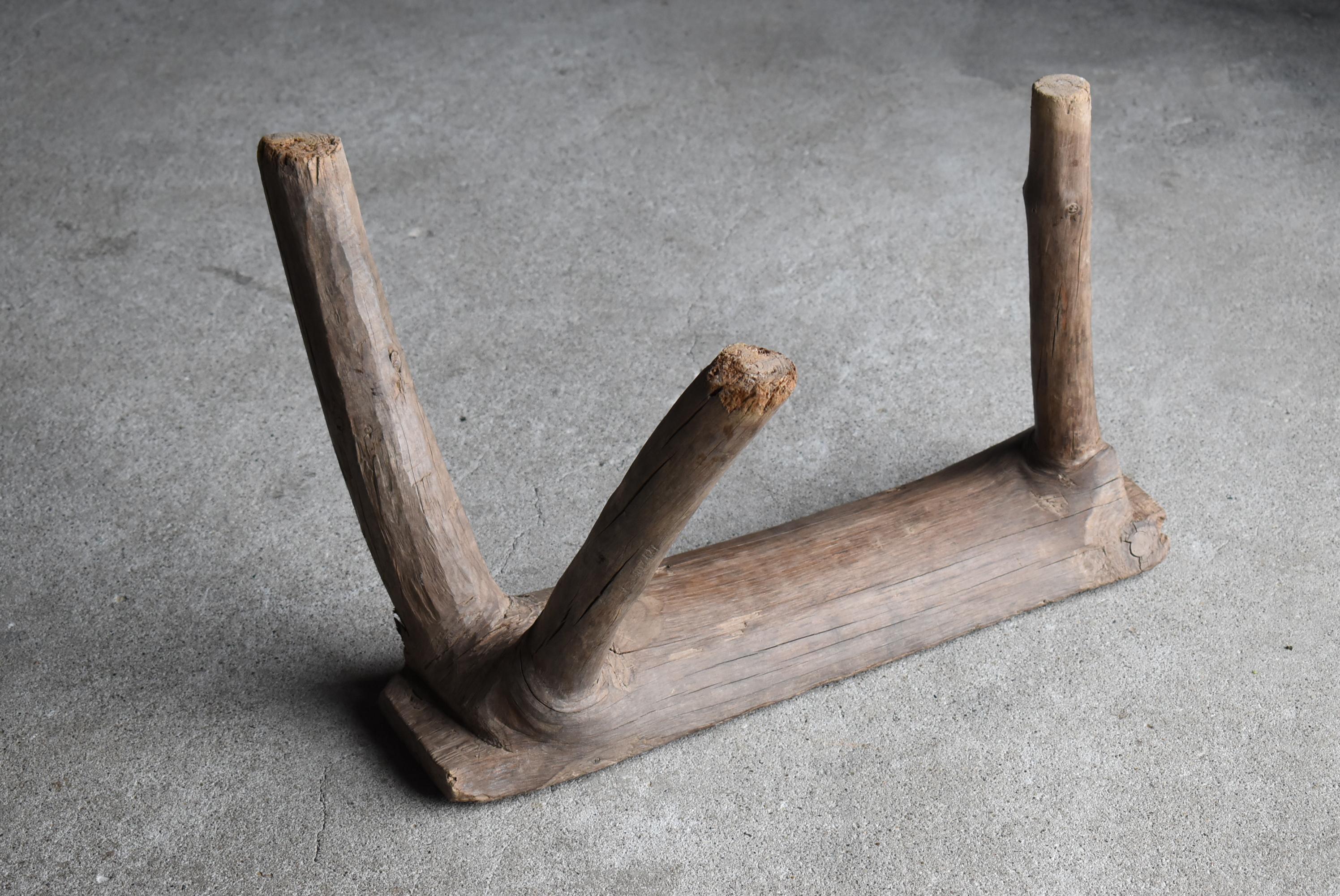 Japanese Antique Primitive Stool 1860s-1900s / Wabi Sabi Wooden Chair Mingei 6