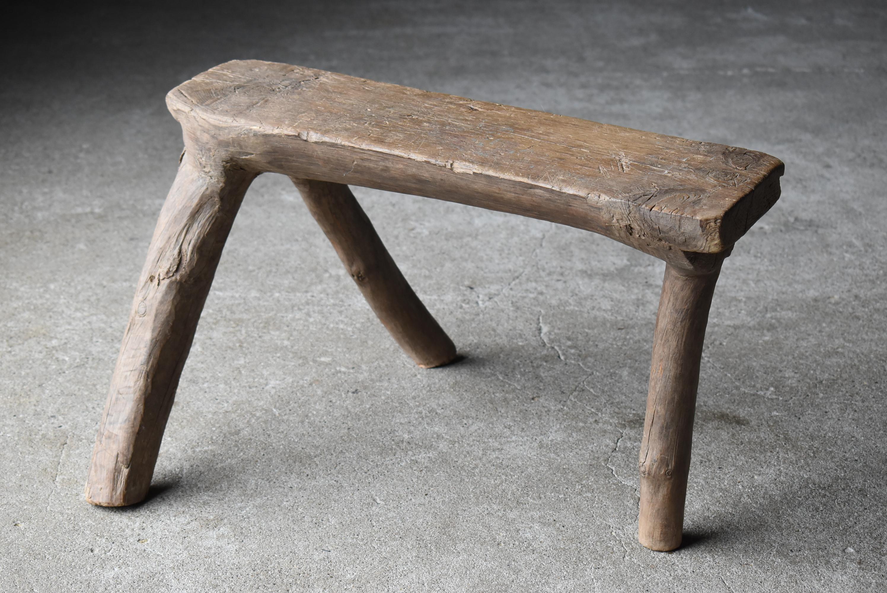 Japanned Japanese Antique Primitive Stool 1860s-1900s / Wabi Sabi Wooden Chair Mingei