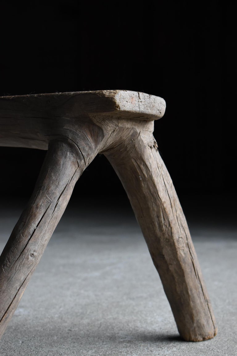 Japanese Antique Primitive Stool 1860s-1900s / Wabi Sabi Wooden Chair Mingei For Sale 2
