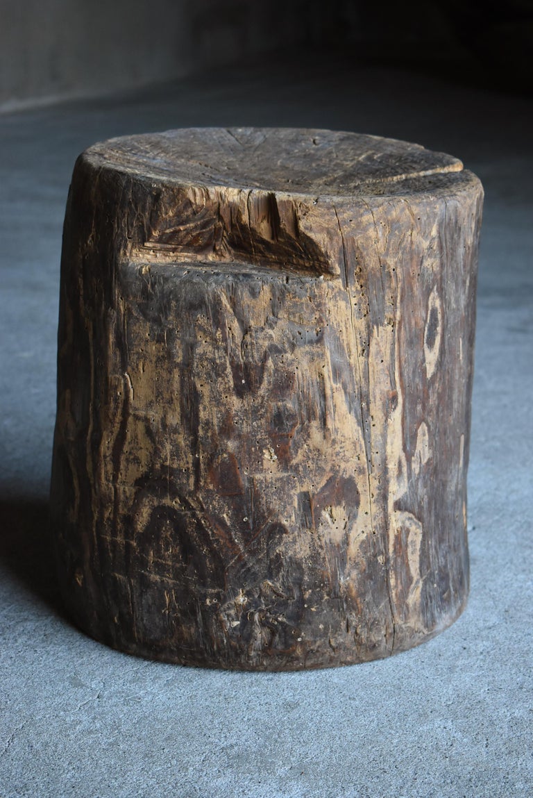 Japanese Antique Primitive Stool 1860s-1900s / Wood Chair Wabi Sabi Mingei 5