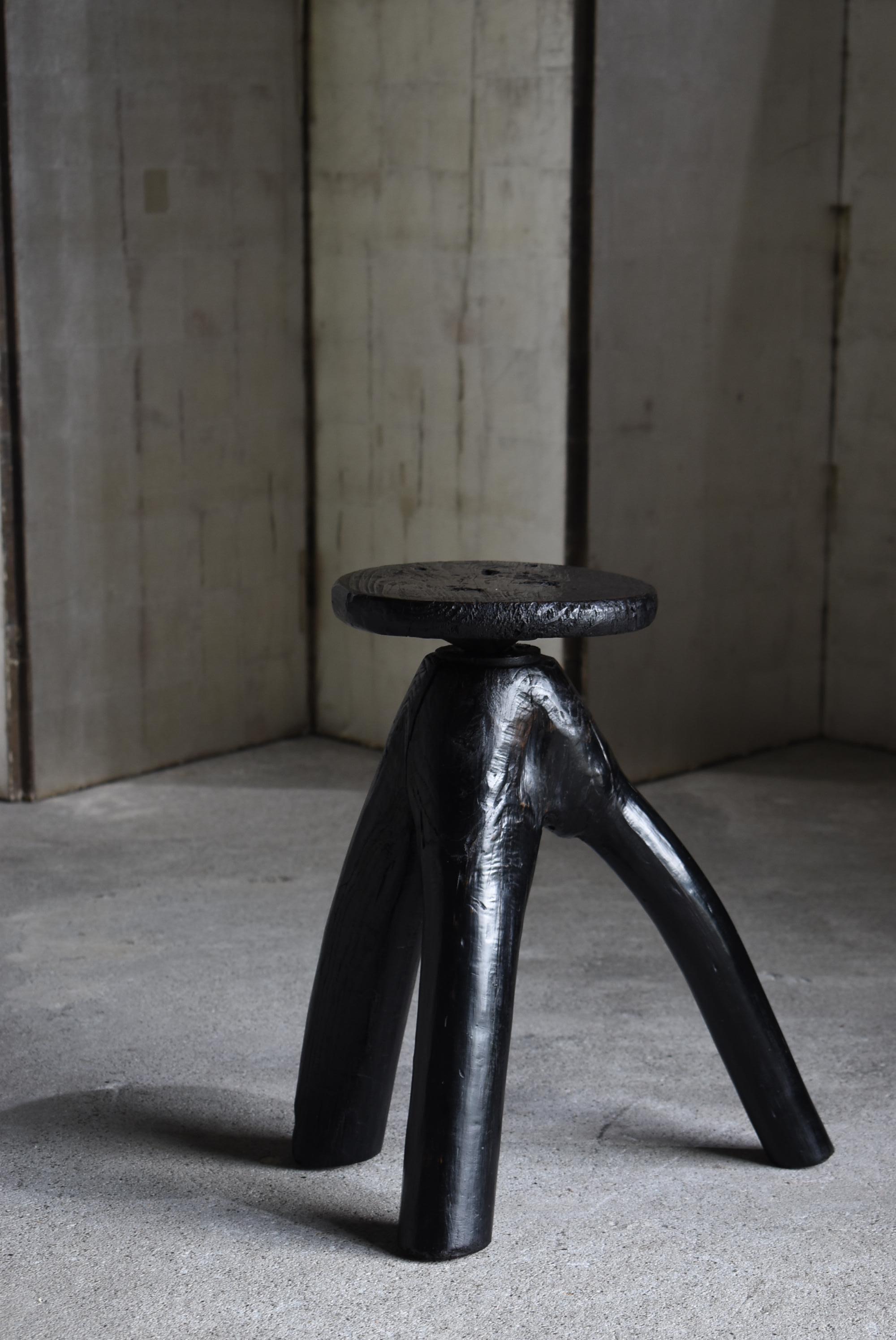 Japanese Antique Primitive Stool 1900s-1940s / Chair Wabi Sabi 12