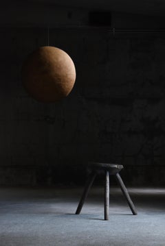 Japanese Antique Primitive Stool - Carved from One Solid Block / Wabisabi