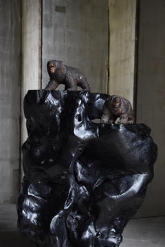 Antico stand espositivo giapponese a due livelli 1900-1940 / Wabi Sabi