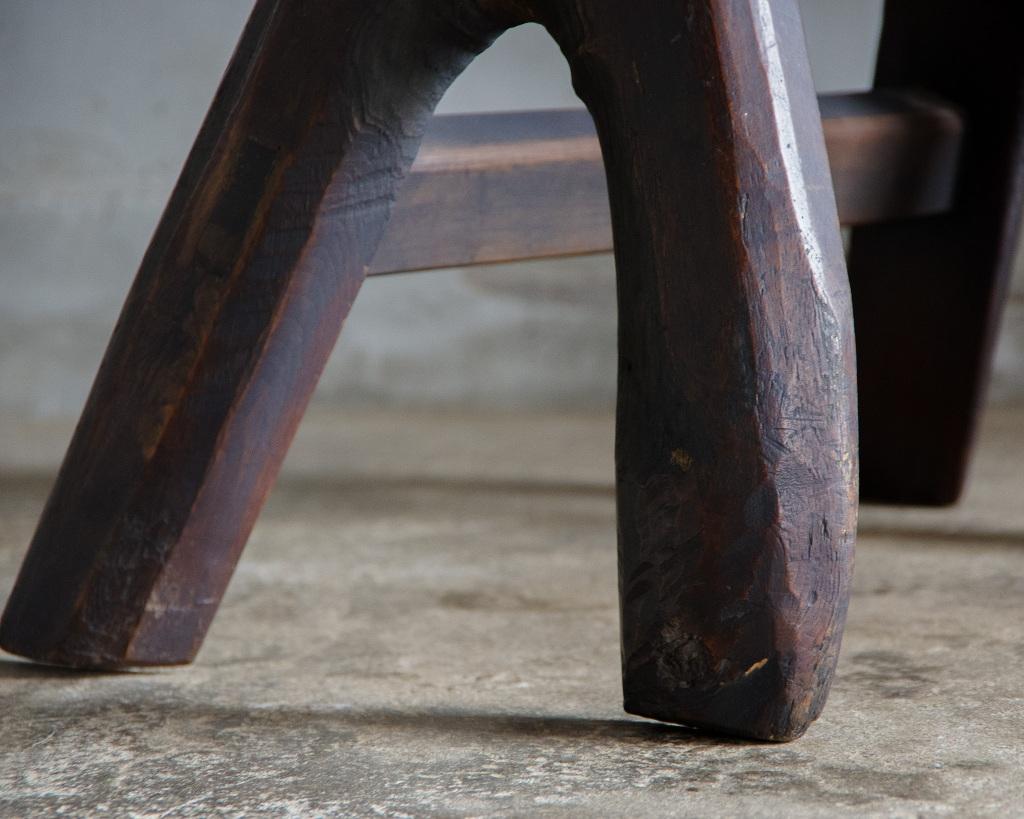Banc ou tabouret japonais antique en bois primitif, ère Meiji'1868-1912'Wabi Sabi en vente 7