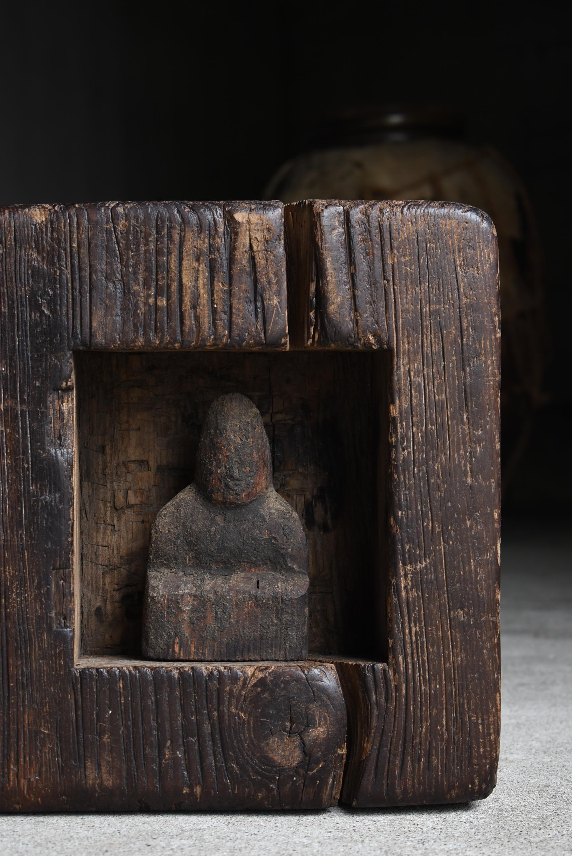 Japanese Antique Primitive Wooden Block Stool 1860s-1900s / Wood Chair Wabisabi 8