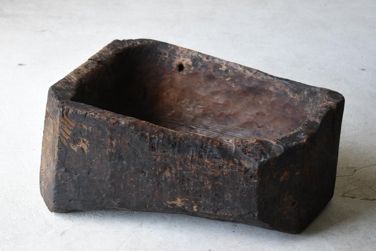 Japanese Antique Primitive Wooden Bowl 1860s-1900s / Wabi Sabi Object Mingei For Sale 2
