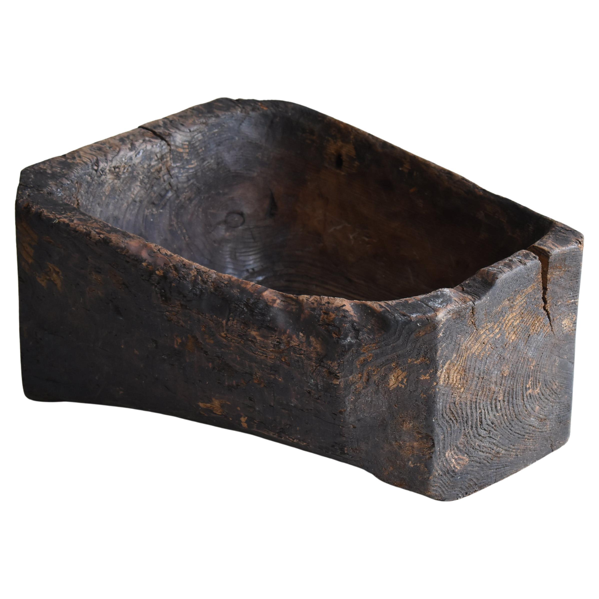 Japanese Antique Primitive Wooden Bowl 1860s-1900s / Wabi Sabi Object Mingei