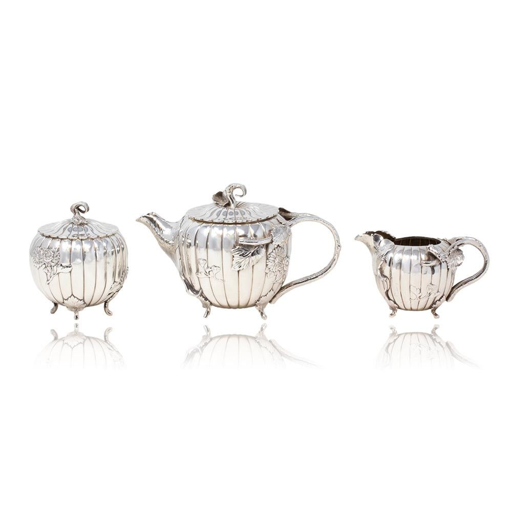 Meiji Japanese Antique Pure Silver Tea Set Akira Mimatsu Arthur and Bond For Sale