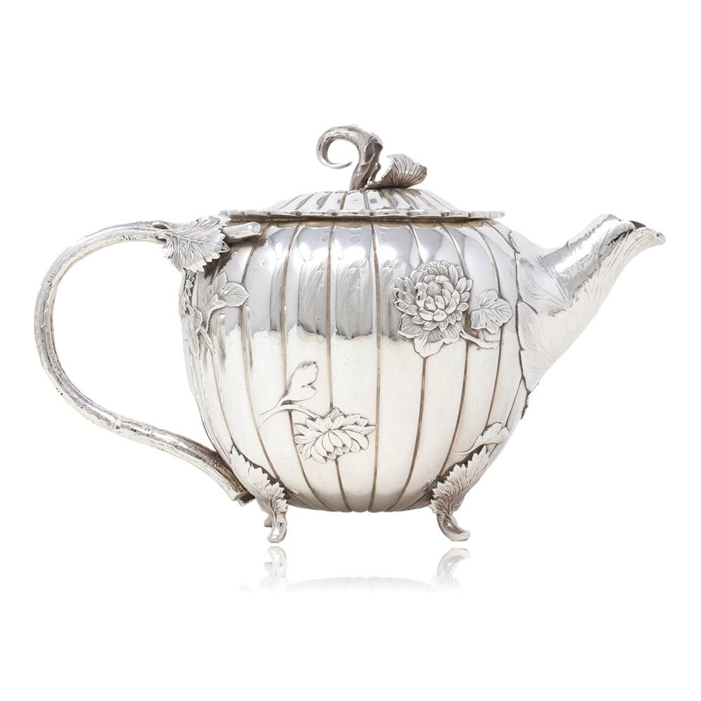 Early 20th Century Japanese Antique Pure Silver Tea Set Akira Mimatsu Arthur and Bond For Sale