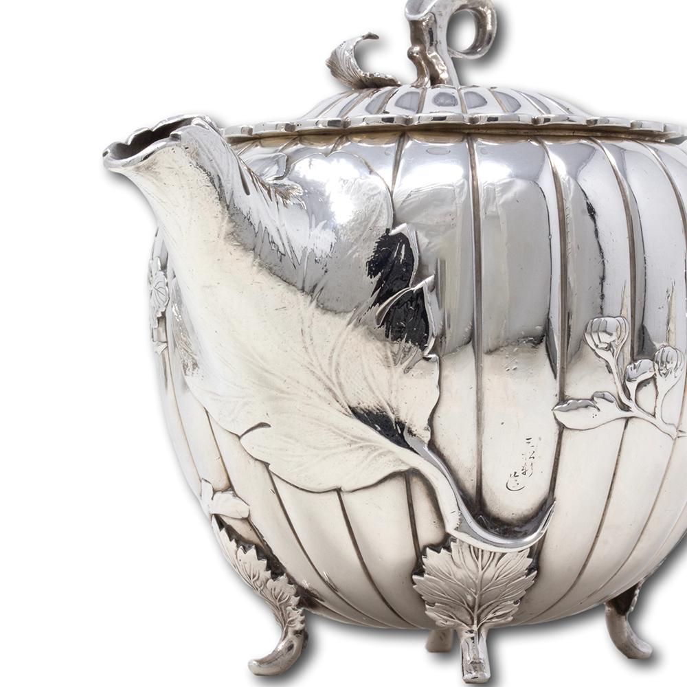 Japanese Antique Pure Silver Tea Set Akira Mimatsu Arthur and Bond For Sale 3