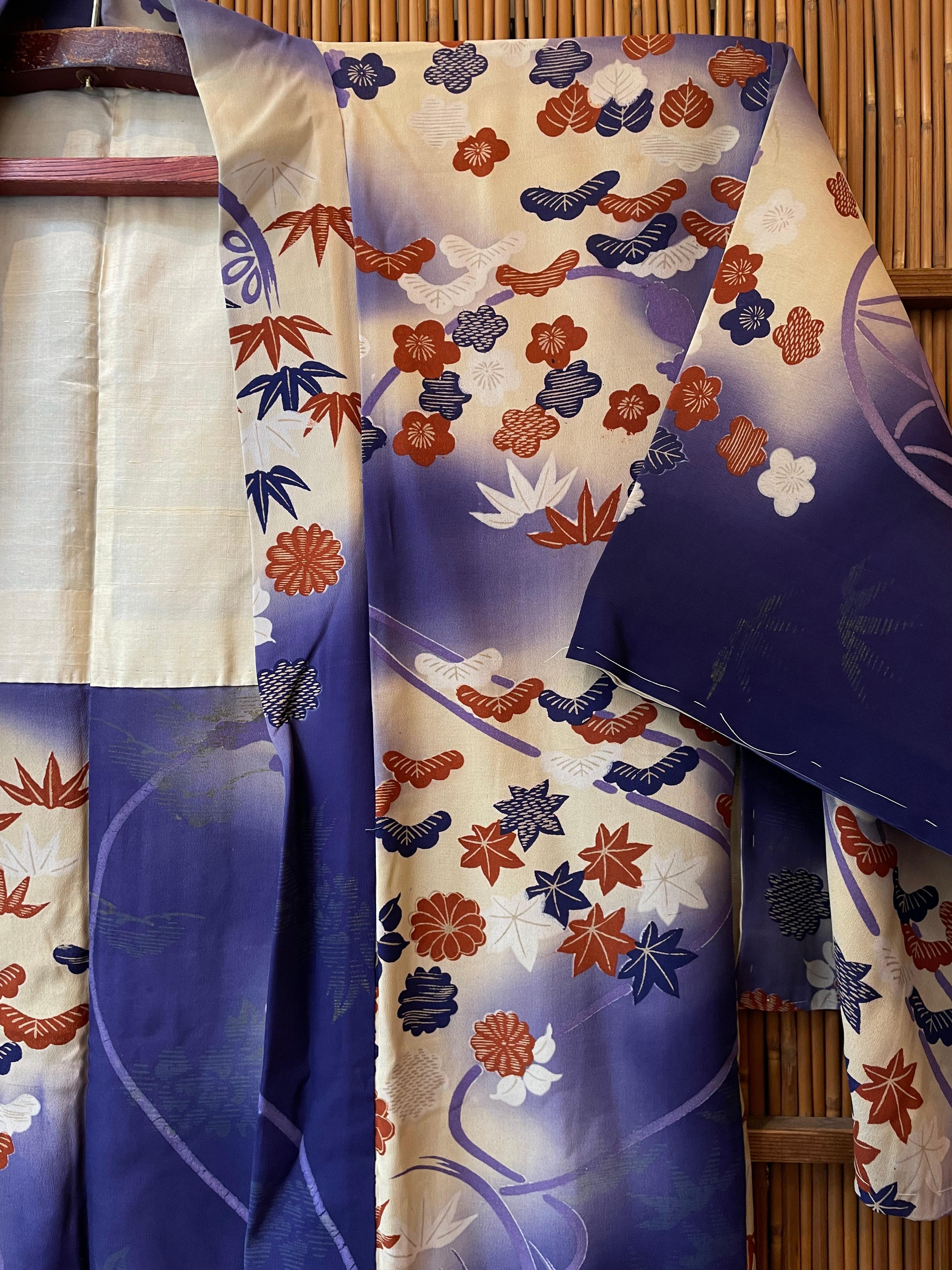 Showa Veste Haori japonaise d'antiquités violette en soie des années 1950 en vente