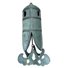 Japanese Antique Rare Bronze Temple "Futuku" Bell with Double Cloud Wind Chime