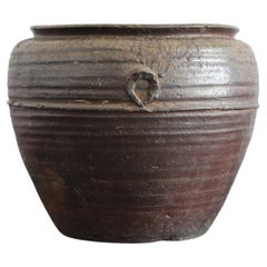 Japanese Antique Rare Pottery Jar / 1573-1700 / "Bizen Ware" Jar / Vase