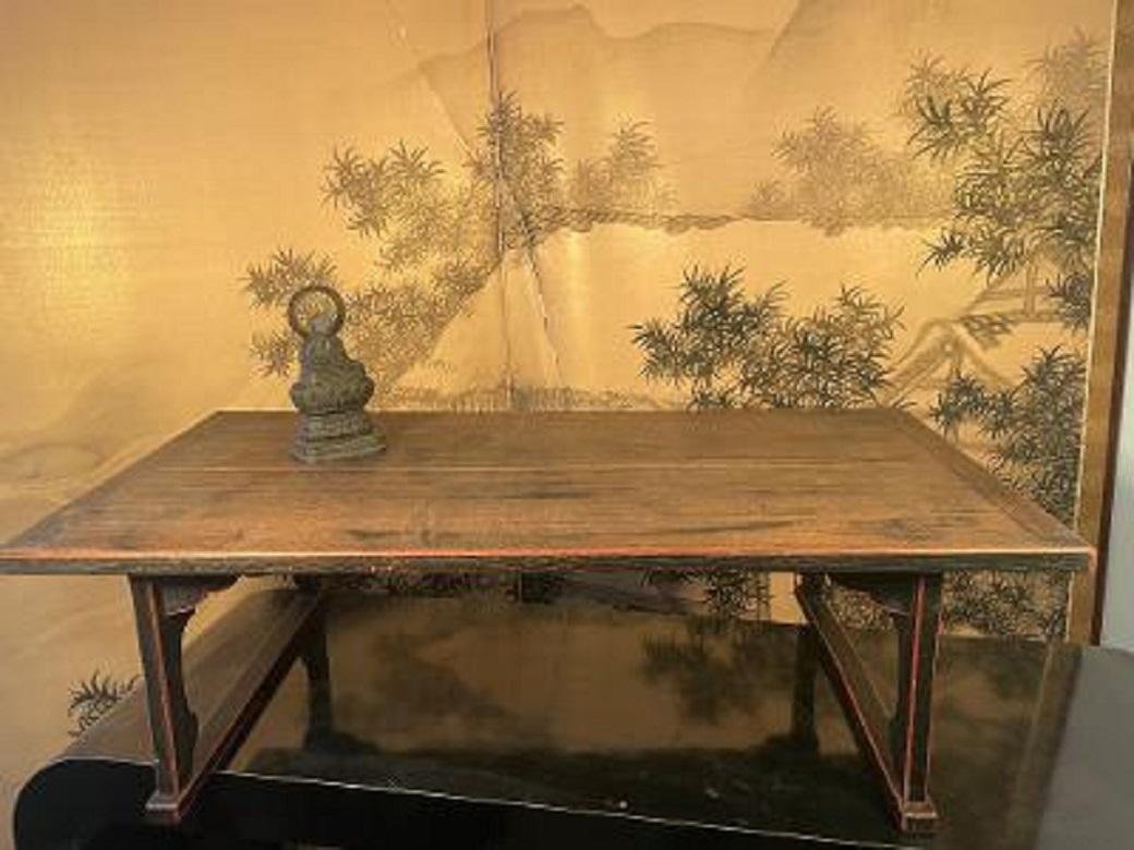 Japanese Antique Red and Black Lacquered Writing Table, Signed For Sale 8