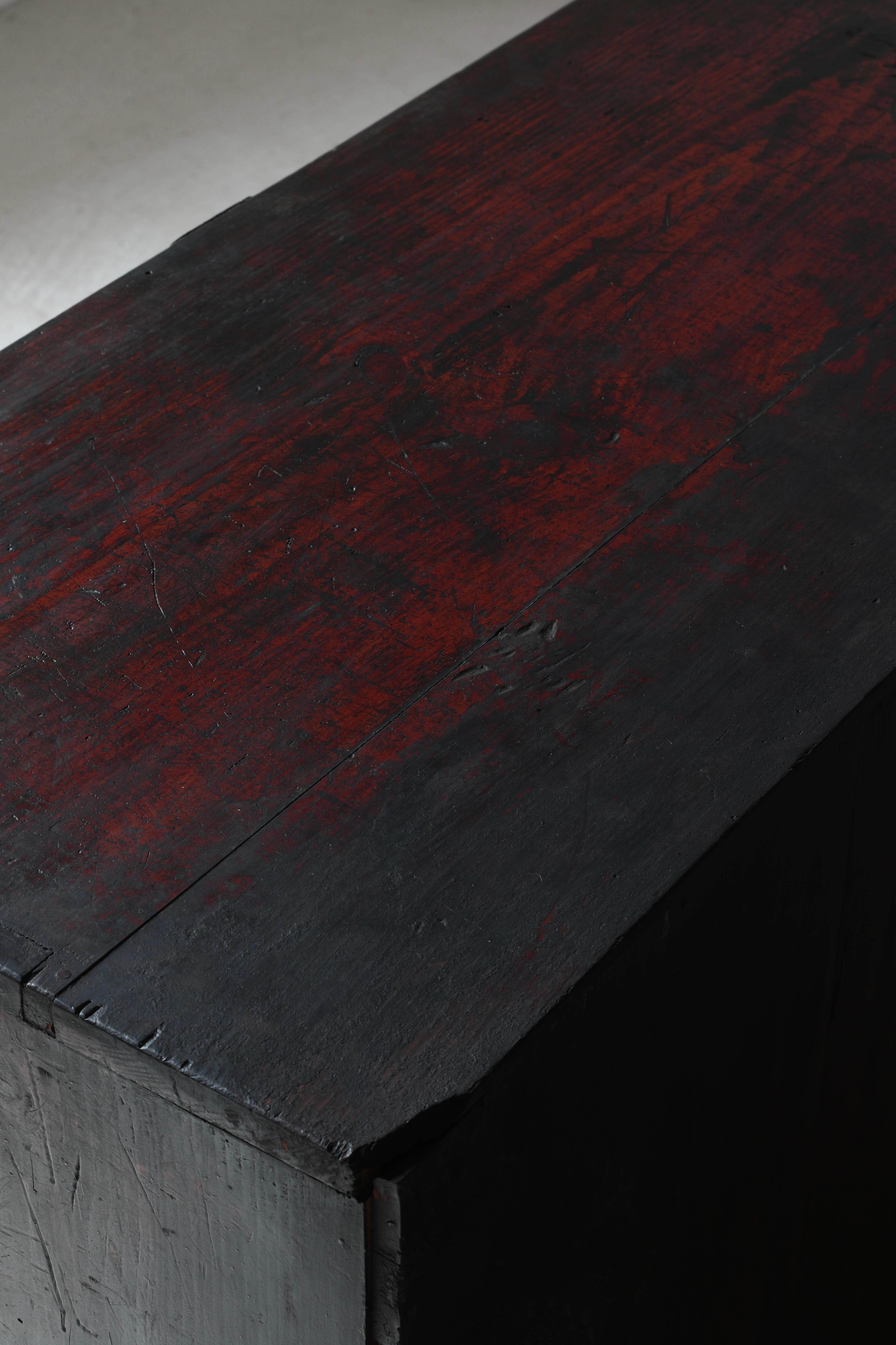 Japanese Antique Red and Black Tansu / Cabinet / 1868-1912s / Wabi-Sabi Mingei For Sale 3