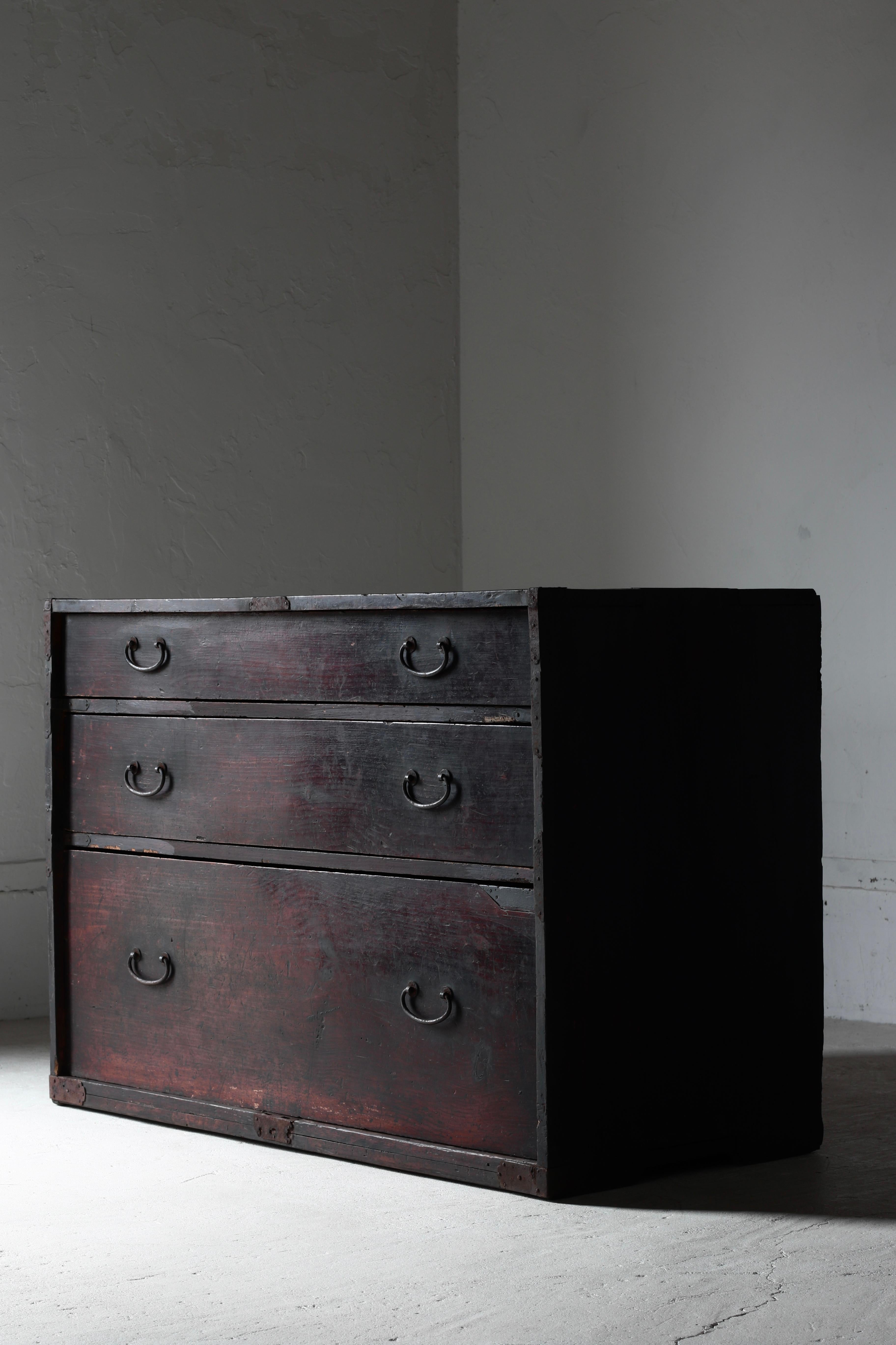 Japanese Antique Red and Black Tansu / Cabinet / 1868-1912s / Wabi-Sabi Mingei For Sale 11