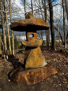 Japanese Rare Antique Red Kurama Stone Spirit Lantern, One-of-a-Kind