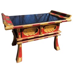 Japanese Antique Red Lacquer and Gold Gilt Display Altar Table