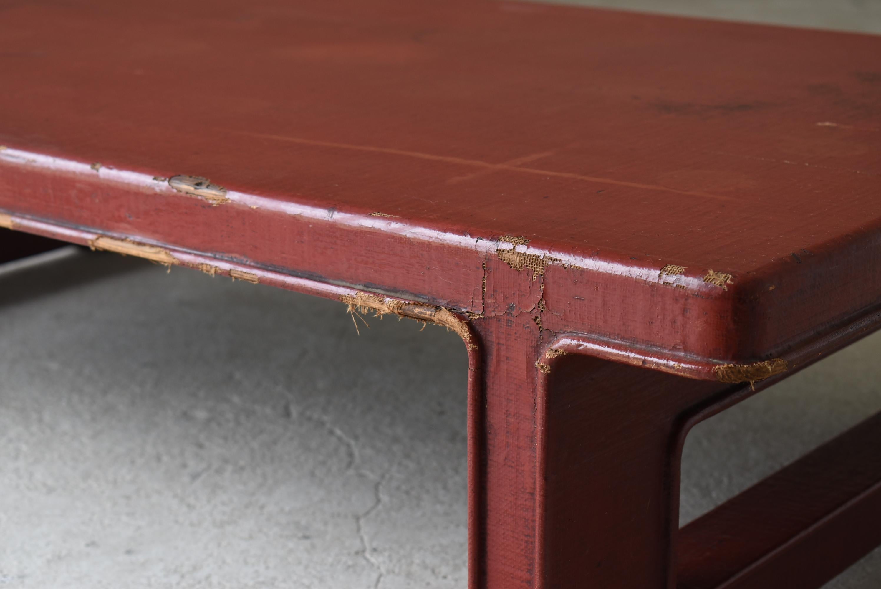 Japanese Antique Red Lacquered Low Table 1860s-1900s / Sofa Table Wabi Sabi 4