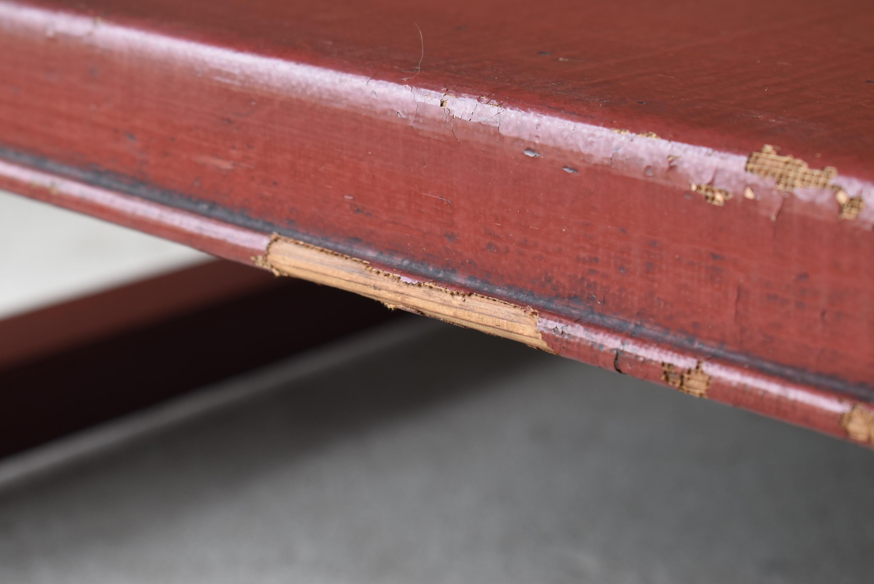 Japanese Antique Red Lacquered Low Table 1860s-1900s / Sofa Table Wabi Sabi 5