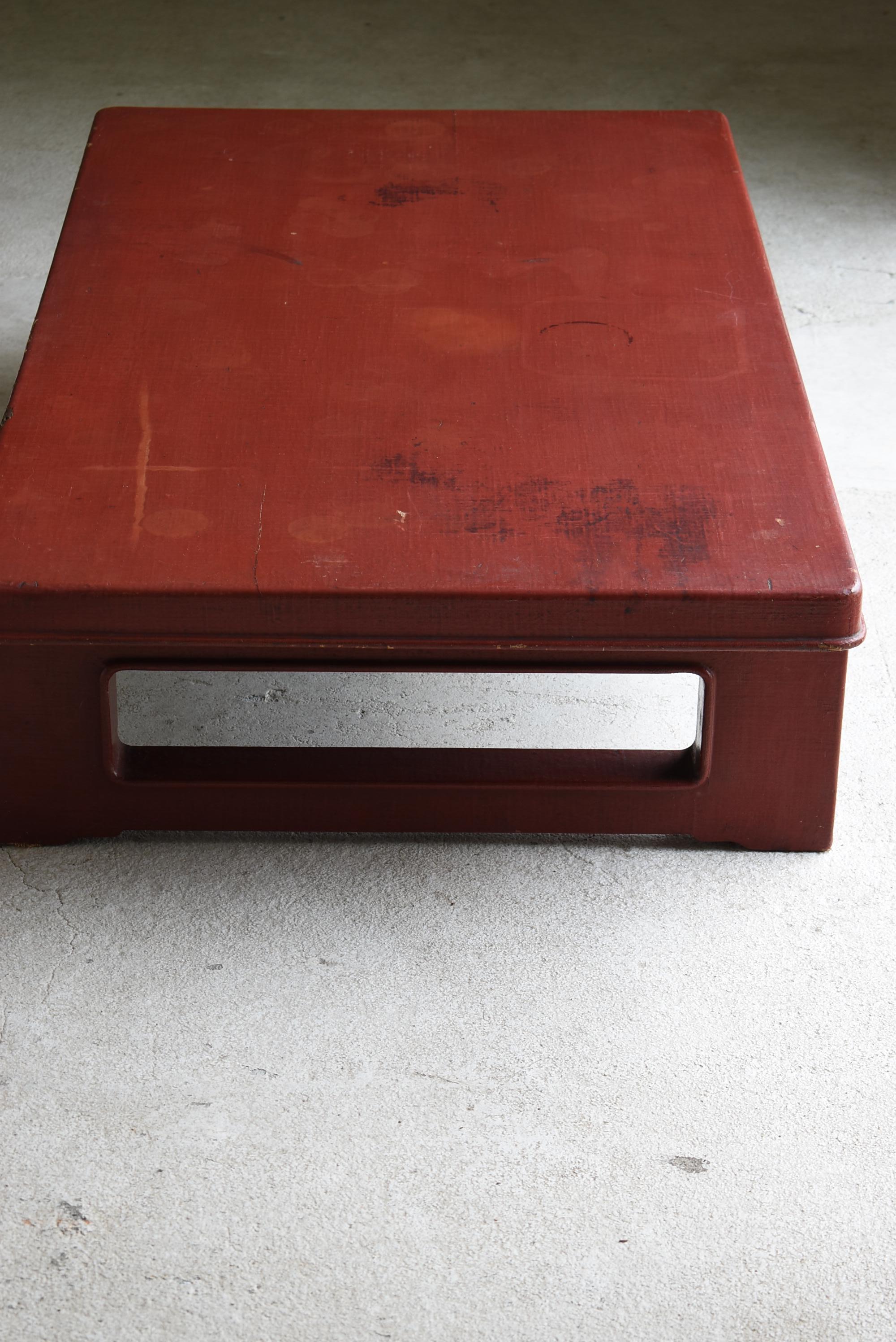 Japanese Antique Red Lacquered Low Table 1860s-1900s / Sofa Table Wabi Sabi 6