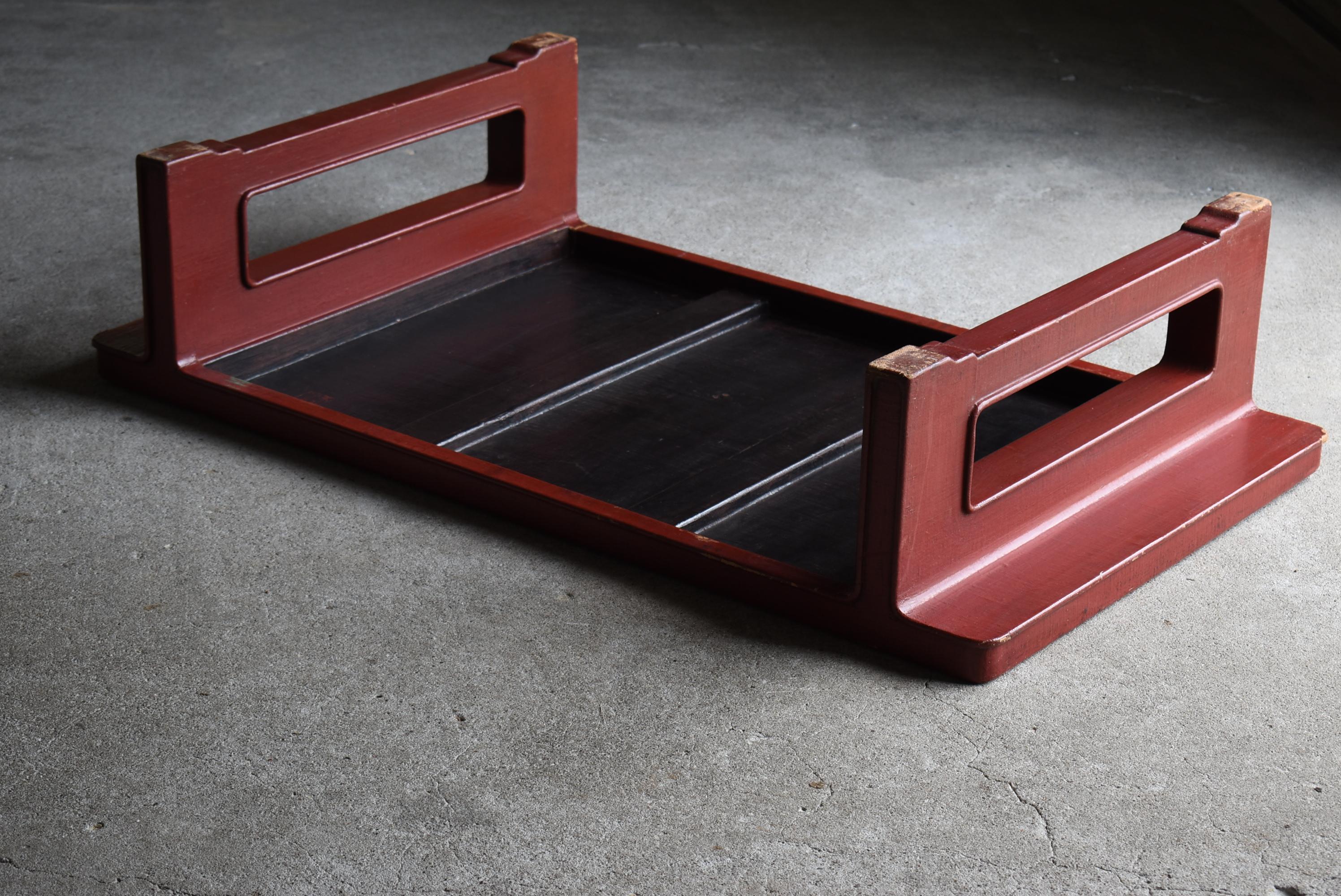 Japanese Antique Red Lacquered Low Table 1860s-1900s / Sofa Table Wabi Sabi 8