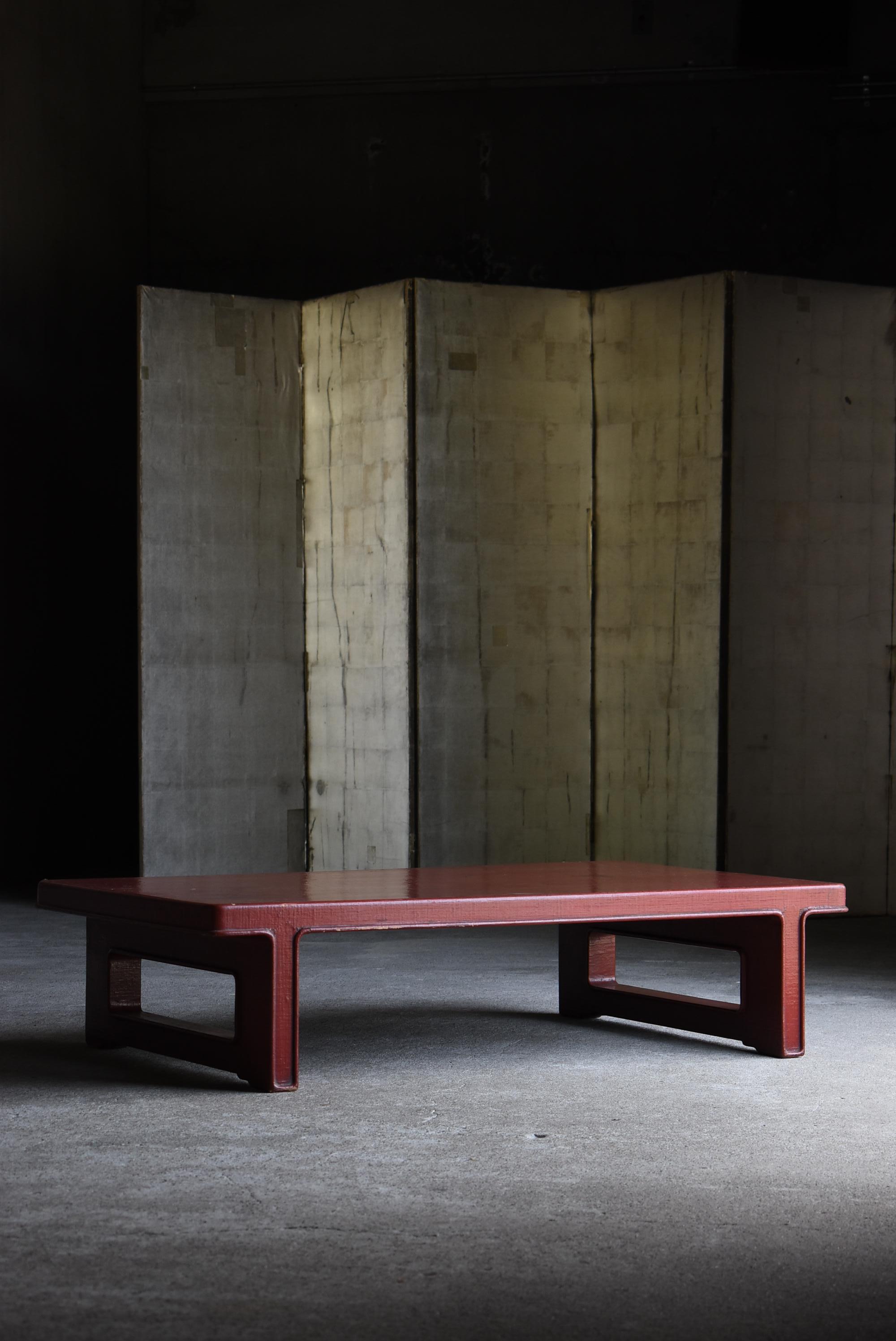 Japanese Antique Red Lacquered Low Table 1860s-1900s / Sofa Table Wabi Sabi 9