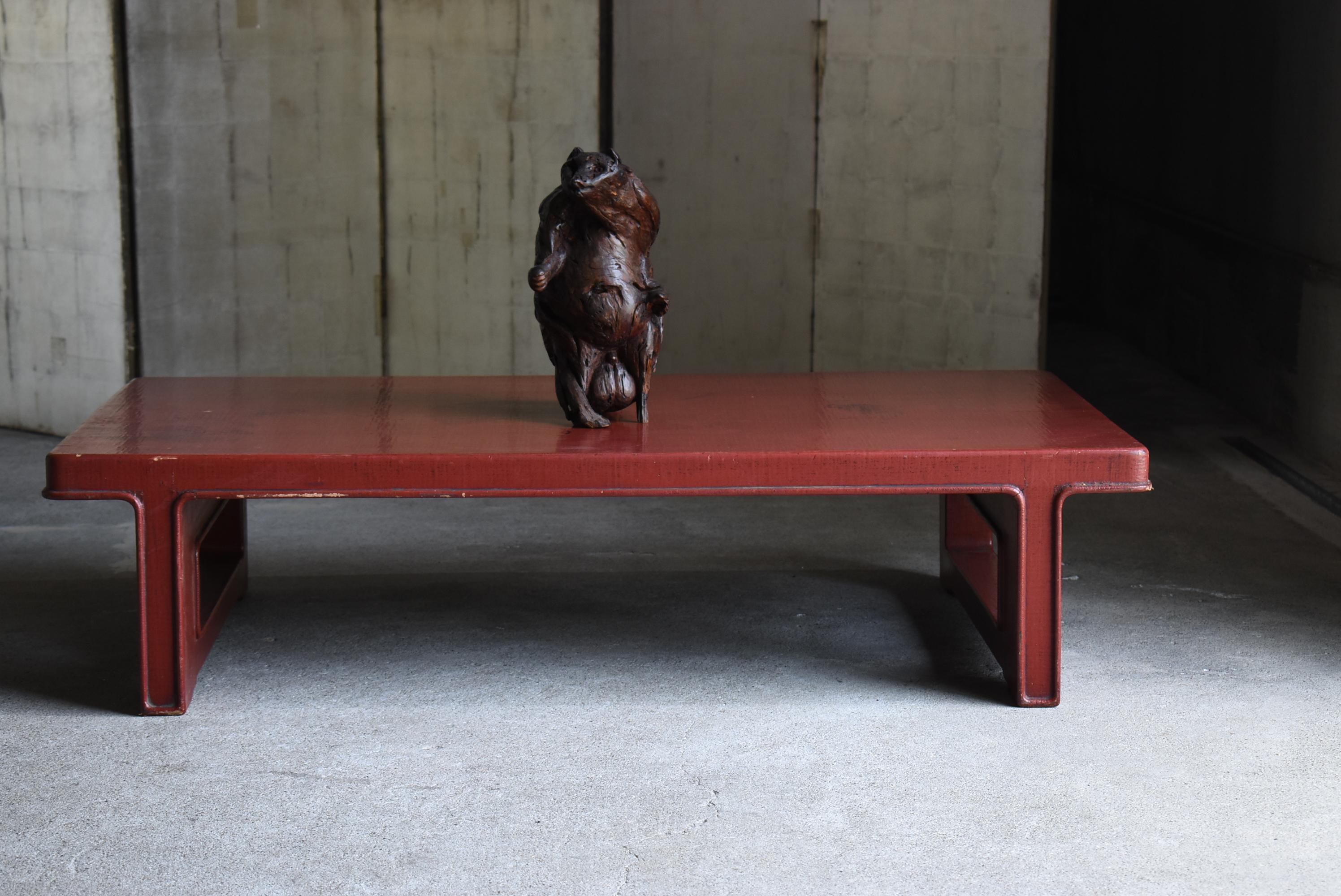 Meiji Japanese Antique Red Lacquered Low Table 1860s-1900s / Sofa Table Wabi Sabi
