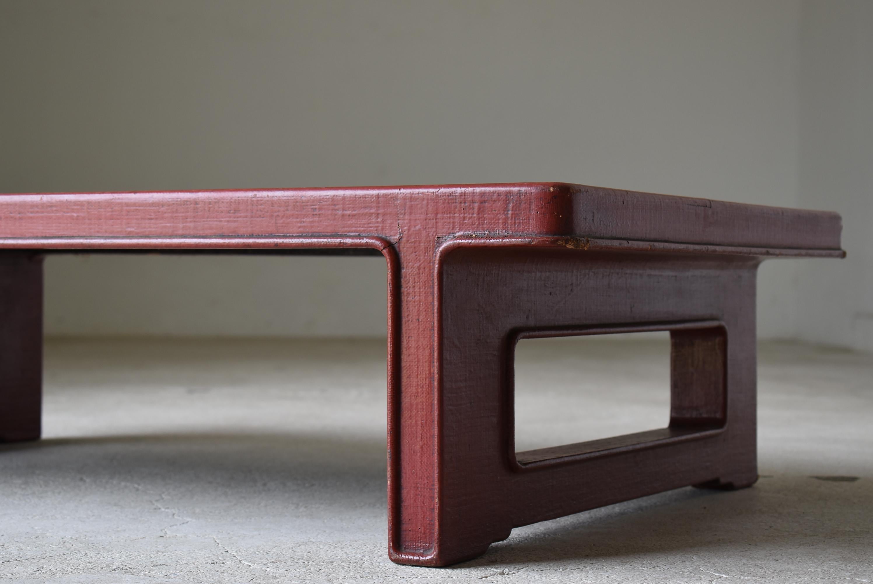 20th Century Japanese Antique Red Lacquered Low Table 1860s-1900s / Sofa Table Wabi Sabi