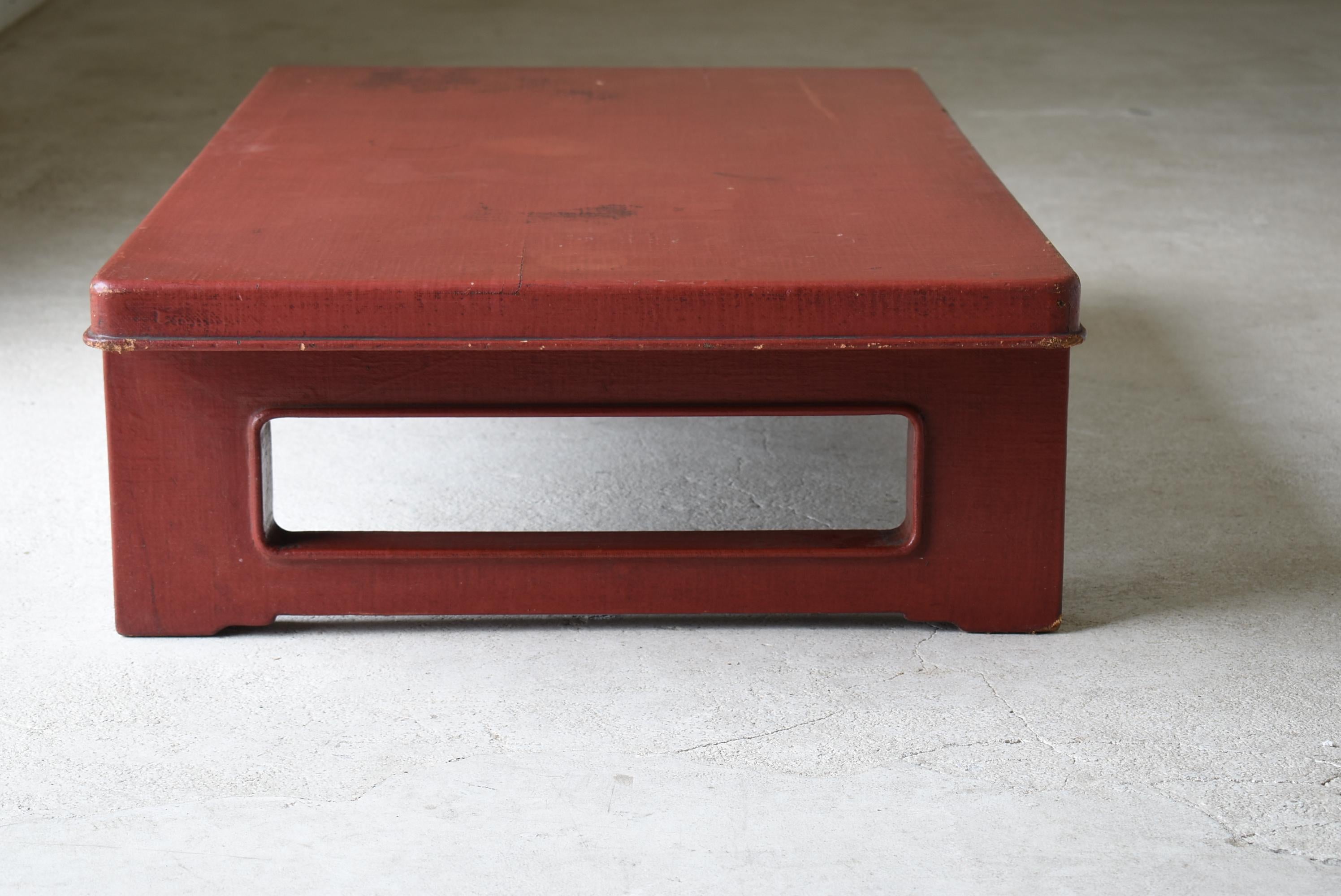 Japanese Antique Red Lacquered Low Table 1860s-1900s / Sofa Table Wabi Sabi 2