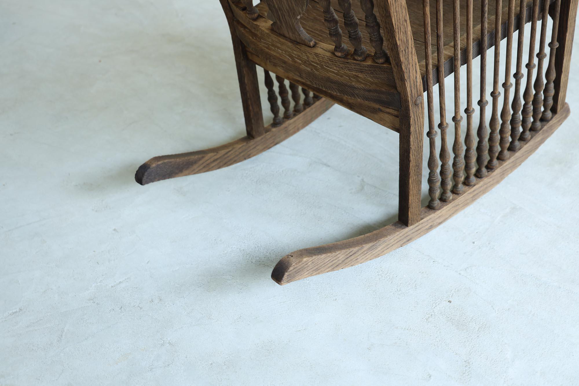Japanese Antique Rocking Chair, Primitive Japanese Wooden Cahair, Wabi-Sabi 5