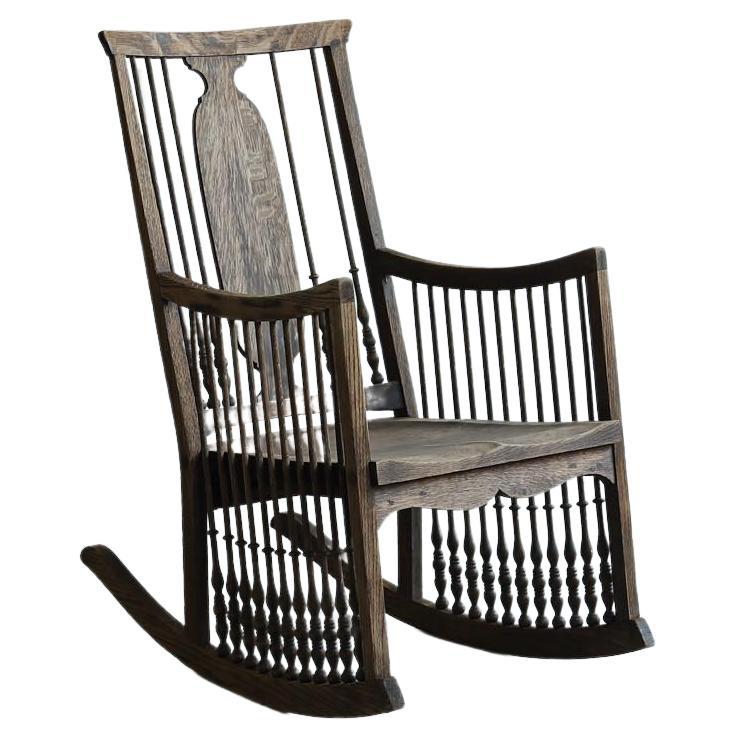 Japanese Antique Rocking Chair, Primitive Japanese Wooden Cahair, Wabi-Sabi