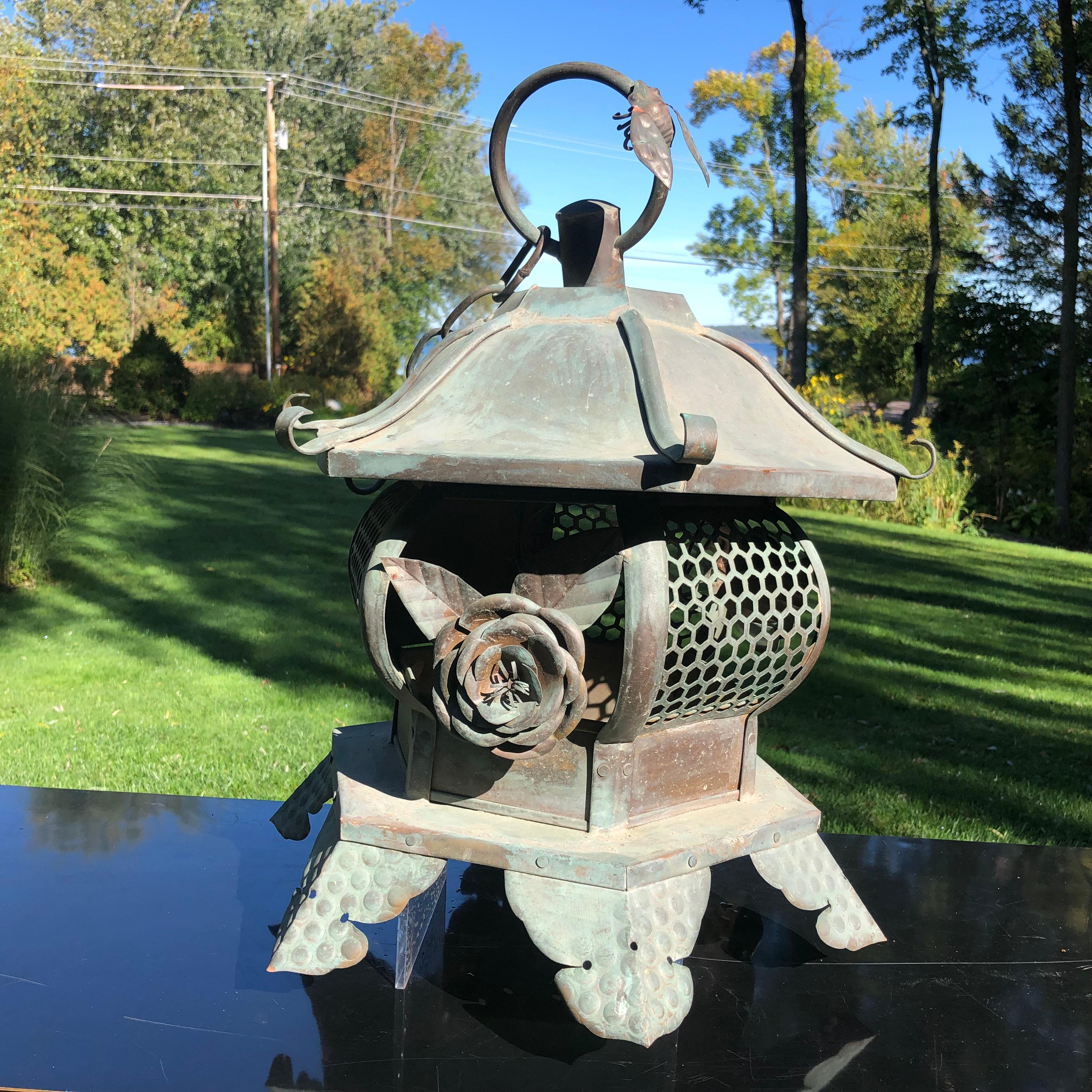 From Our Recent Japanese Travels in original condition

Japan, unusual large antique copper lantern, untouched, with an attractive 