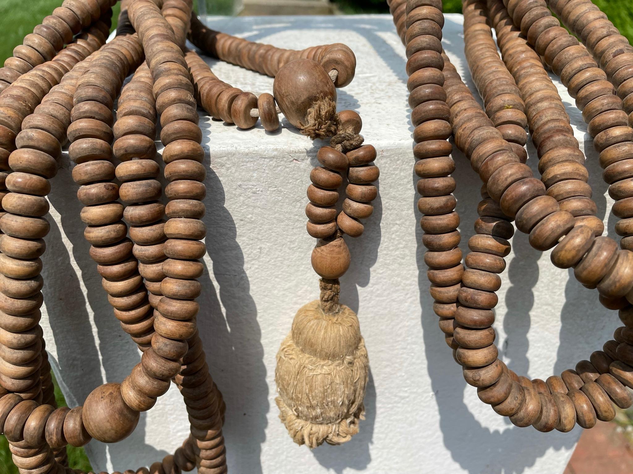 Hand-Carved Japanese Antique Rosewood Mala Prayer Bead String 1000 Beads