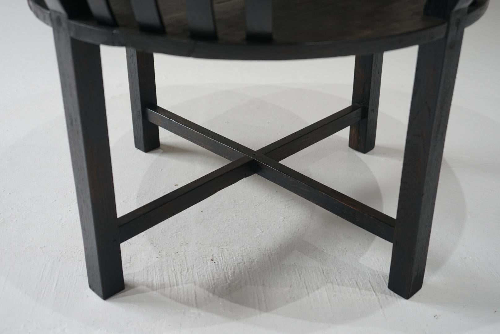 Japanese Antique Round Table Coffee table Black Japandi For Sale 7
