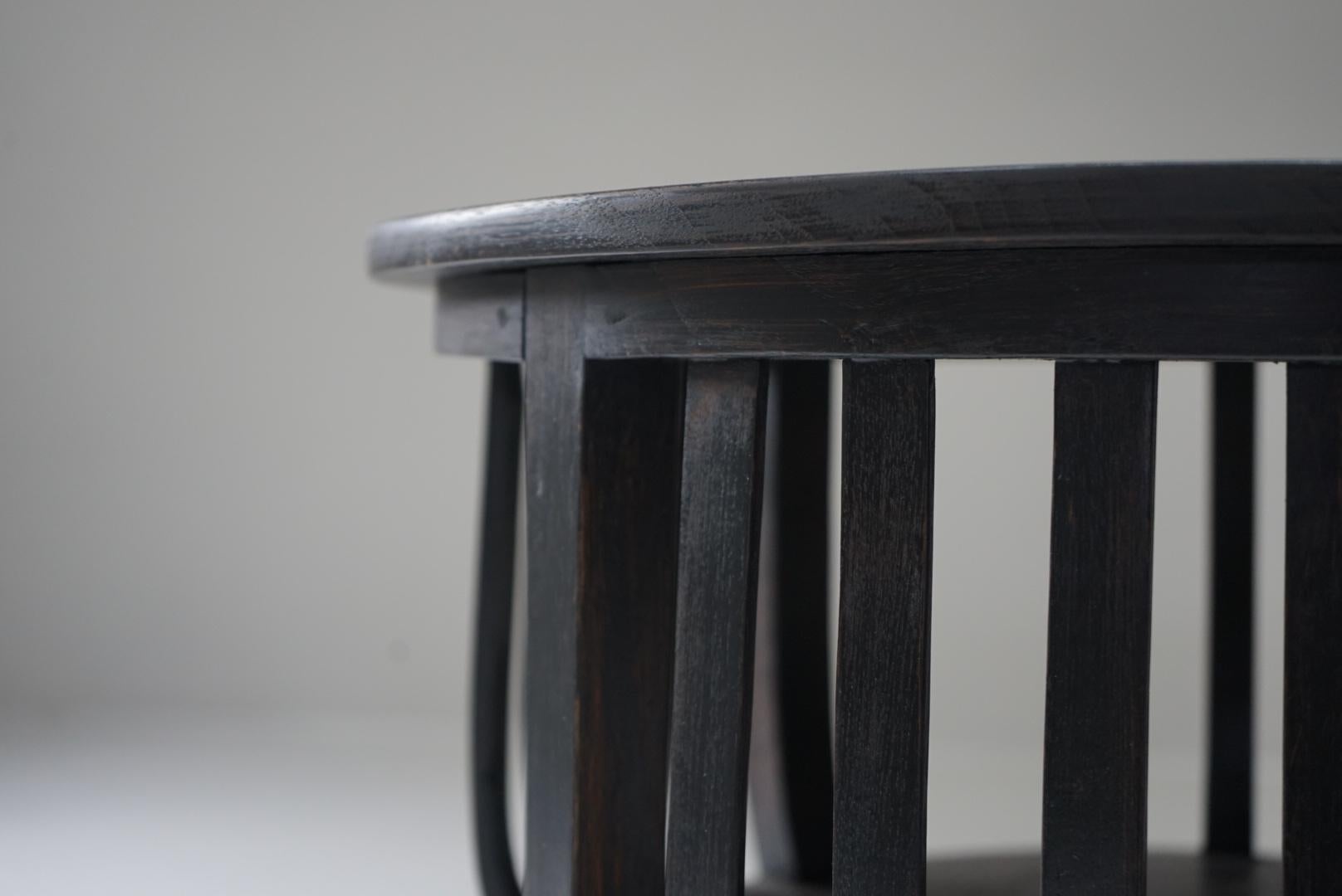 Japanese Antique Round Table Coffee table Black Japandi For Sale 8
