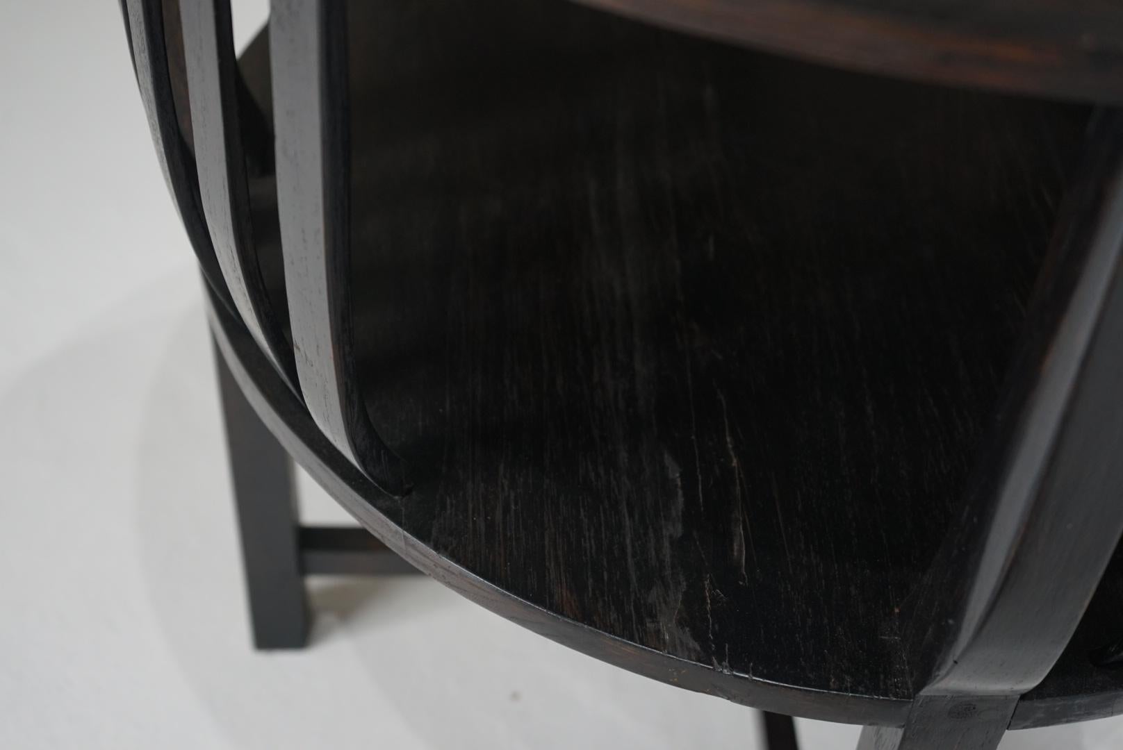 Japanese Antique Round Table Coffee table Black Japandi For Sale 4