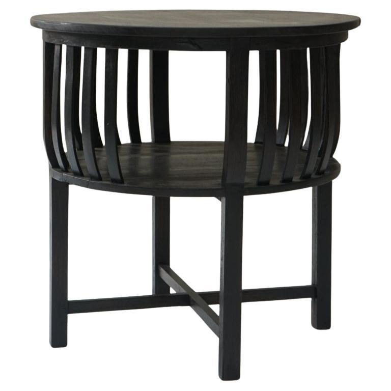 Japanese Antique Round Table Coffee table Black Japandi