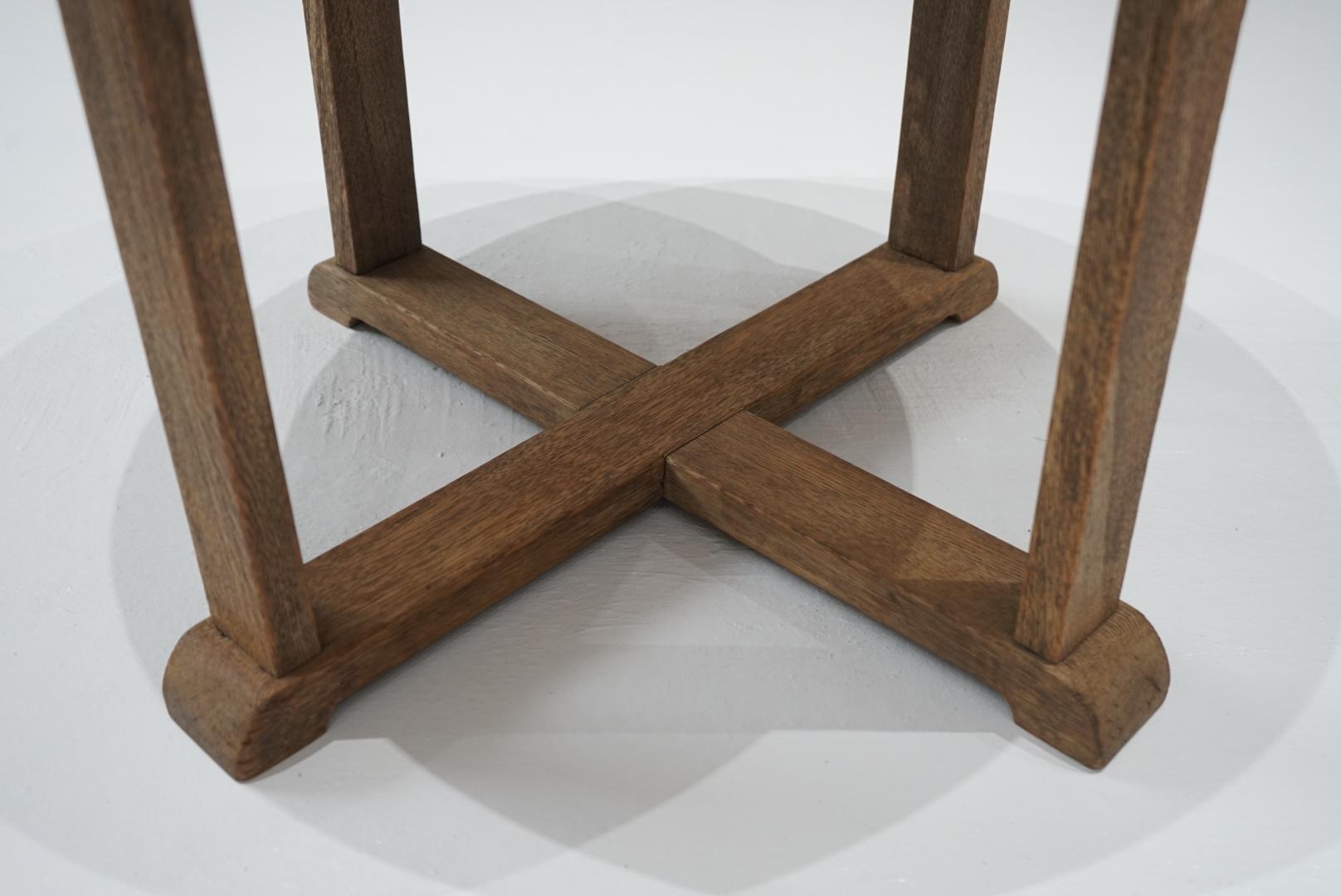 Wood Japanese Antique Round Table Coffee table Oak solid wood Japandi For Sale