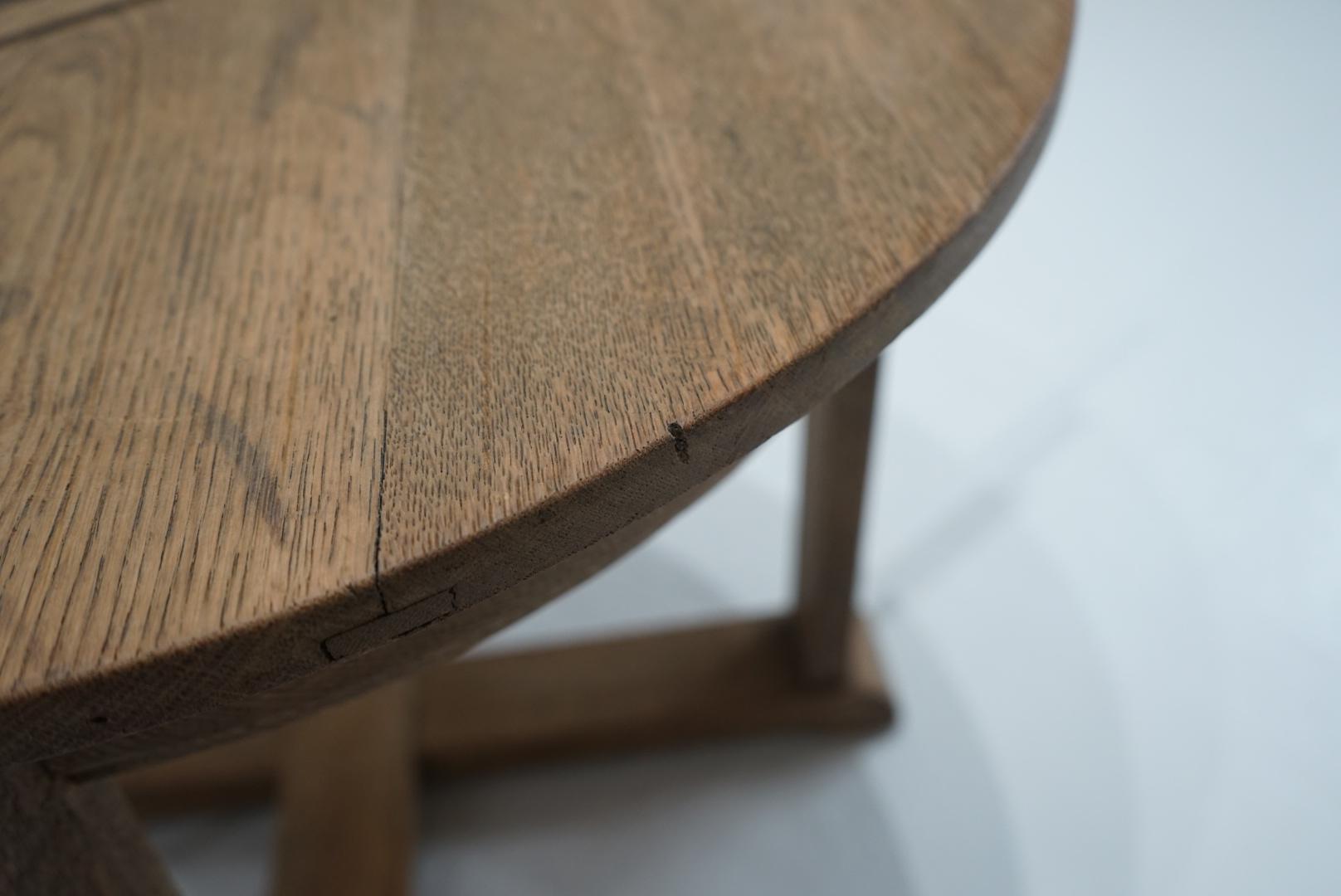 Japanese Antique Round Table Coffee table Oak solid wood Japandi For Sale 3