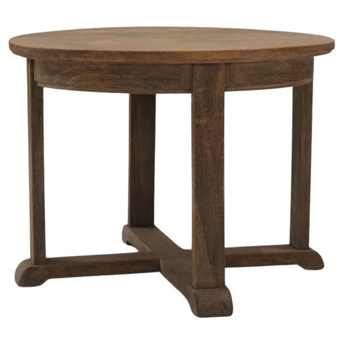 Japanese Antique Round Table Coffee table Oak solid wood Japandi