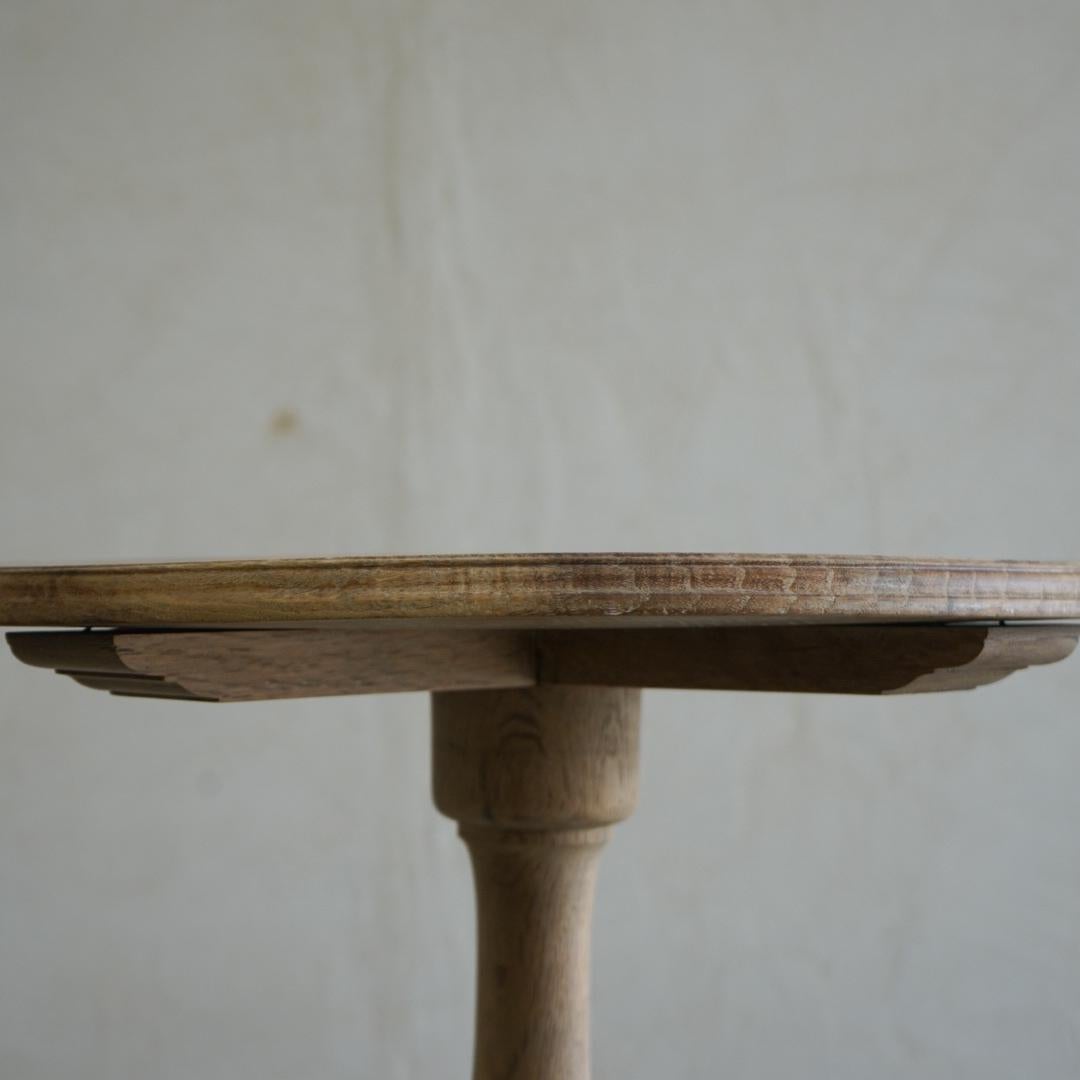 Japanese Antique Round Table Side Table Oak Wood 1950s-1960s Japandi 2