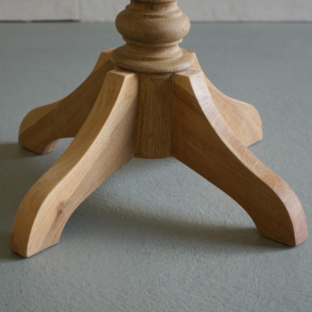 Japanese Antique Round Table Side Table Oak Wood 1950s-1960s Japandi 5