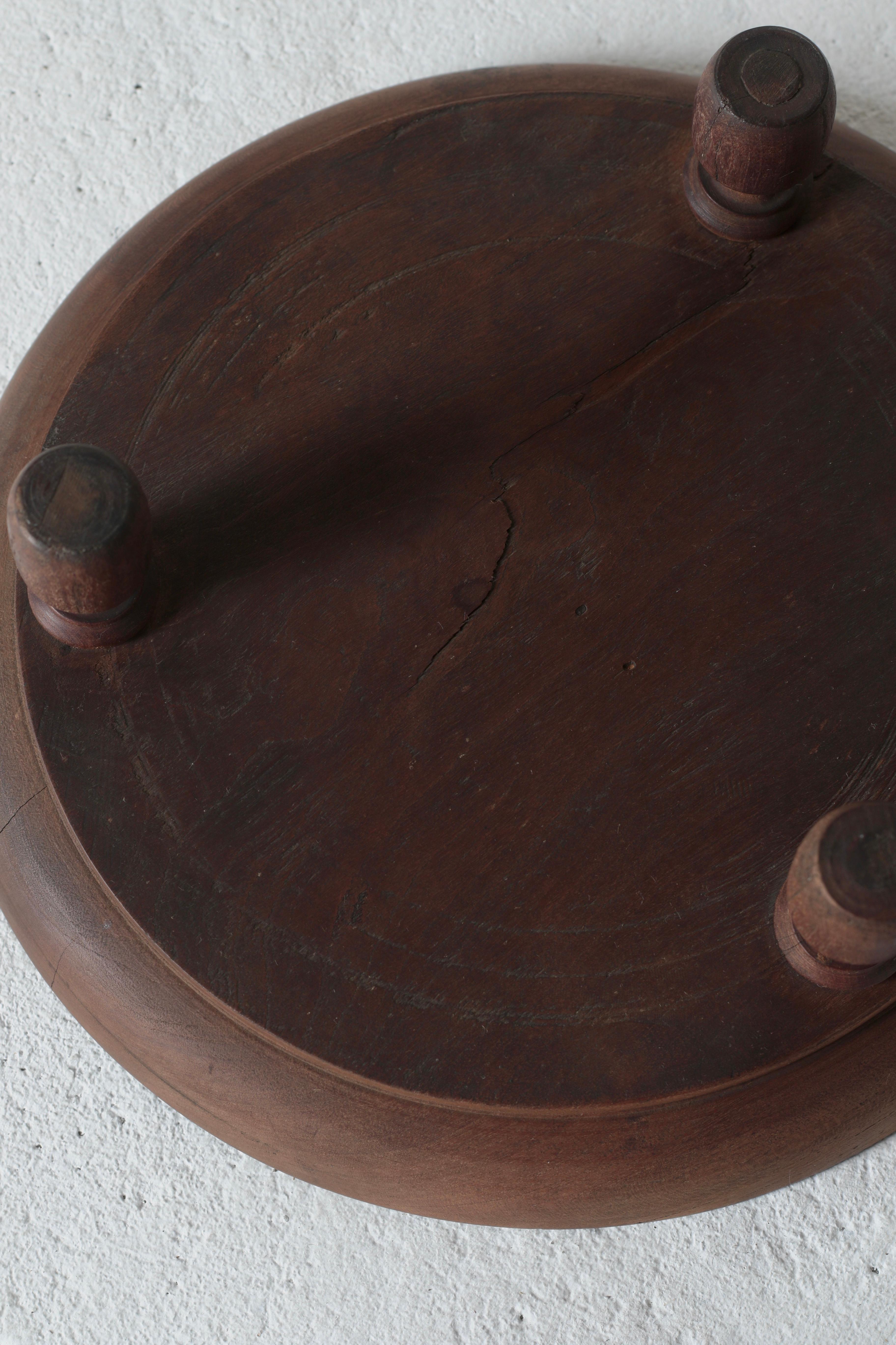 Japanese Antique Round Tray / Exhibition Table / 1900s WabiSabi Primitive For Sale 2