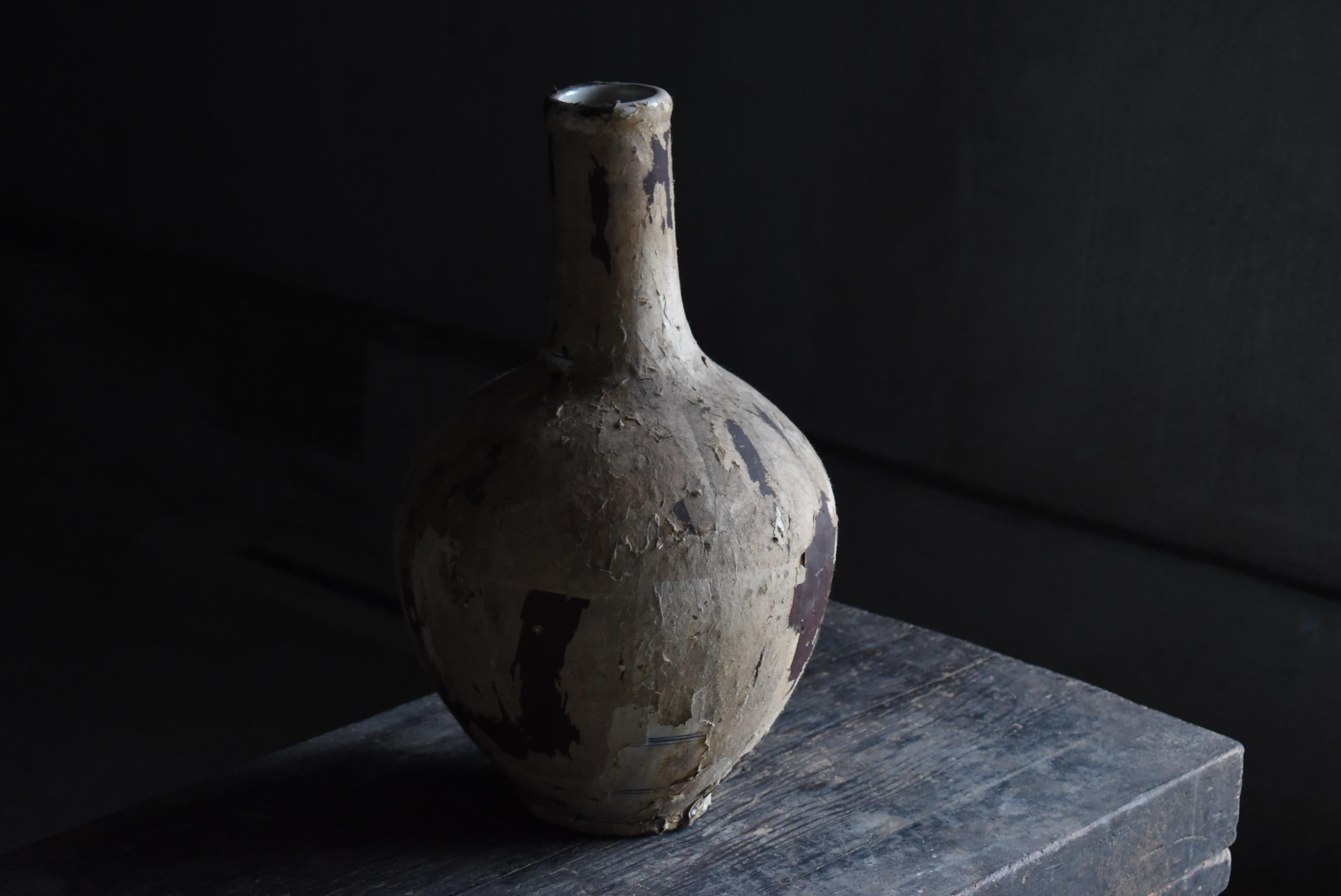Japanese Antique Sake Bottle 1860s-1900s/Flower Vase Pottery Tsubo Wabisabi Art 4