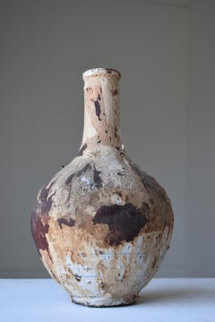 Japanese Antique Sake Bottle 1860s-1900s/Flower Vase Pottery Tsubo Wabisabi Jar