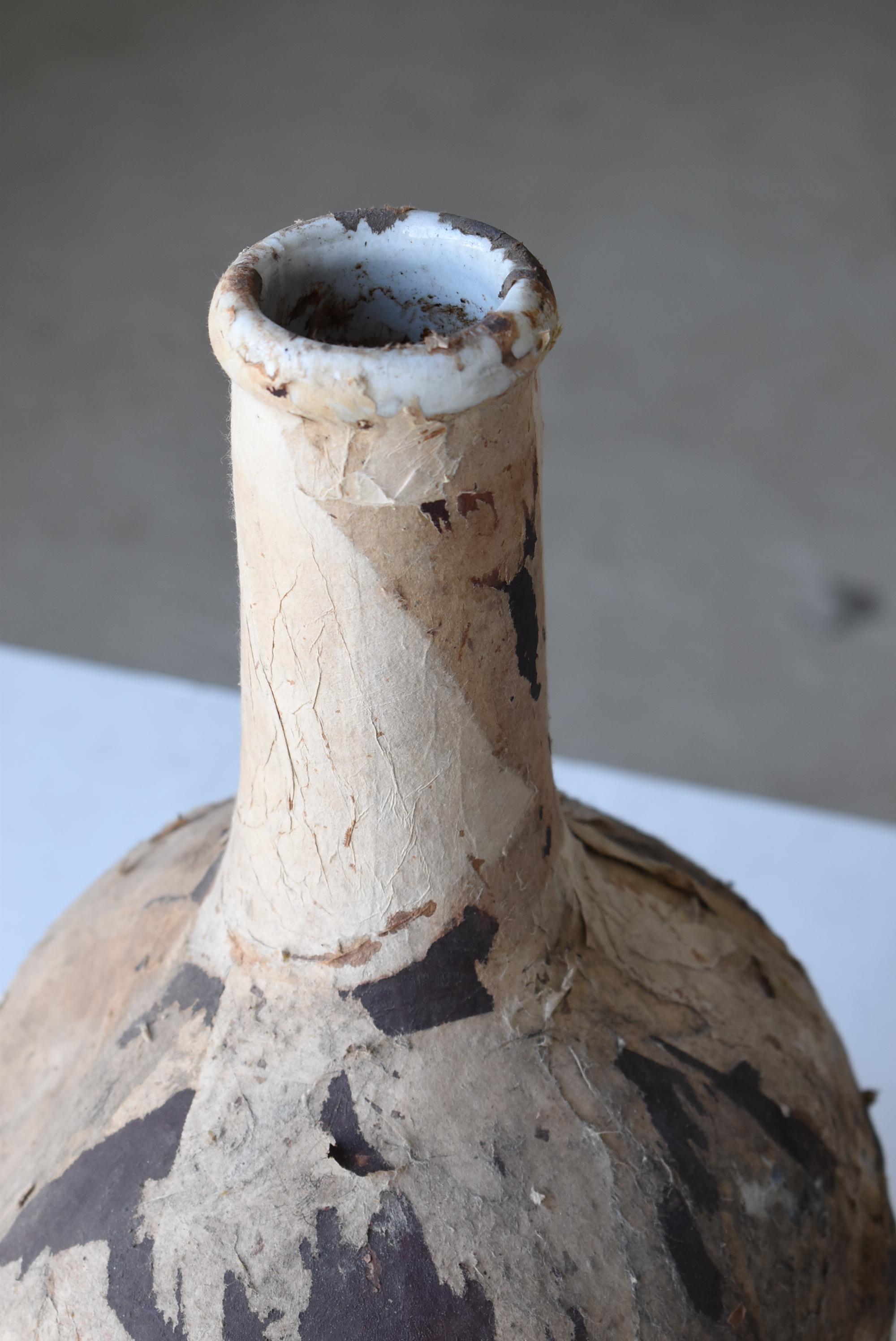 Japanese Antique Sake Bottle 1860s-1900s/Flower Vase Pottery Tsubo Wabisabi Jar 2
