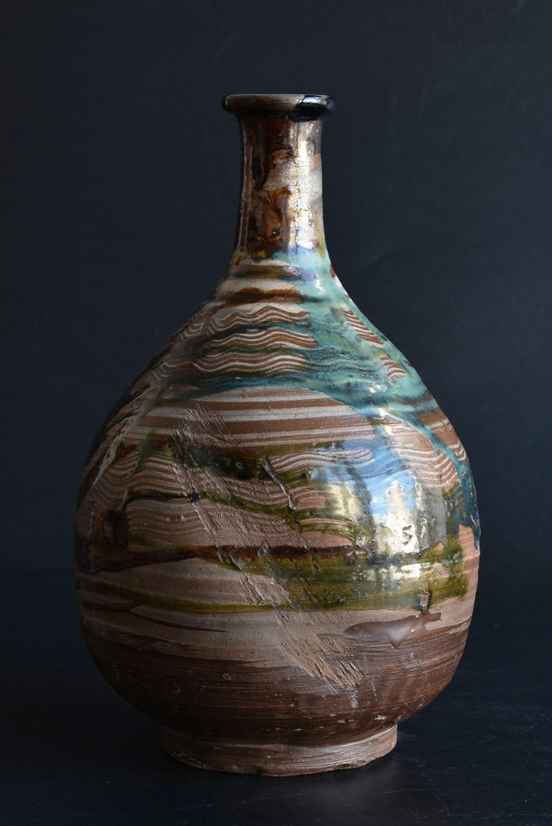 Japanese Antique Sake Bottle / Karatsu Ware / Edo Period 1700s / Antique Vase 1