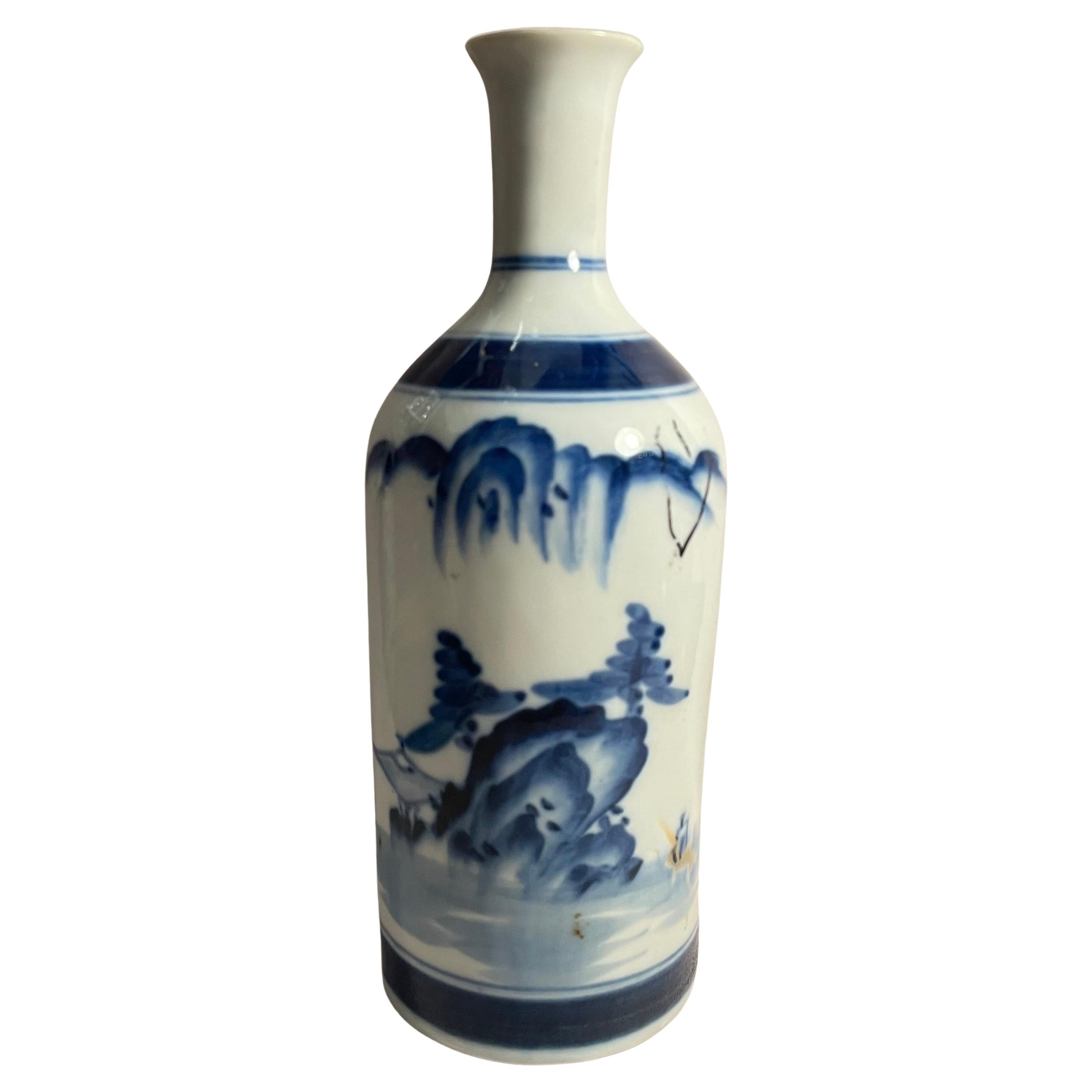 Japanese Antique Sake Bottle 'Landscape' 1920s Taisho era