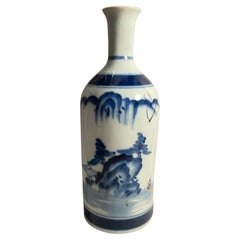 Japanese Antique Sake Bottle 'Landscape' 1920s Taisho era